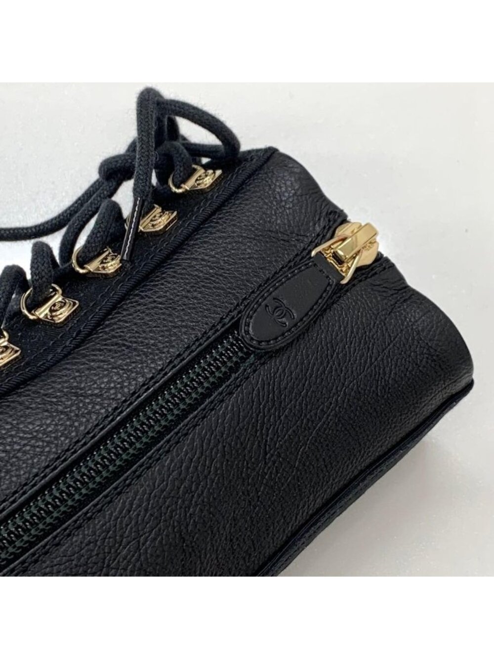 Chanel Calfskin Coco Mark Lace Up Short Boots Black - Picture 11 of 11